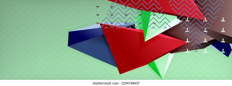 Abstract background, colorful minimal abstract triangle composition. Vector illustration, modern 3d triangular poster