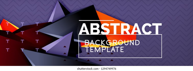 Abstract background, colorful minimal abstract triangle composition. Vector illustration, modern 3d triangular poster