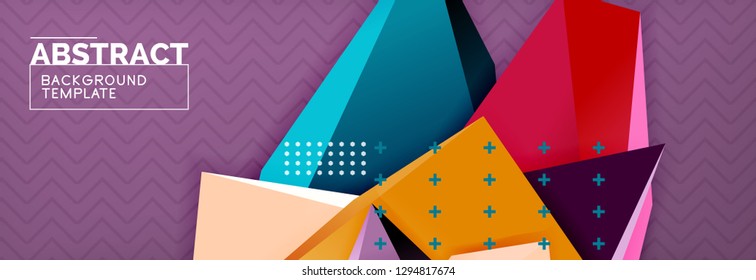 Abstract background, colorful minimal abstract triangle composition. Vector illustration, modern 3d triangular poster