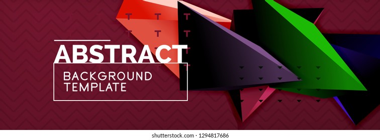 Abstract background, colorful minimal abstract triangle composition. Vector illustration, modern 3d triangular poster