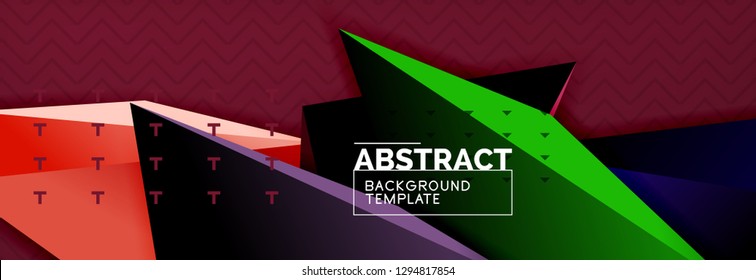 Abstract background, colorful minimal abstract triangle composition. Vector illustration, modern 3d triangular poster