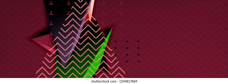 Abstract background, colorful minimal abstract triangle composition. Vector illustration, modern 3d triangular poster