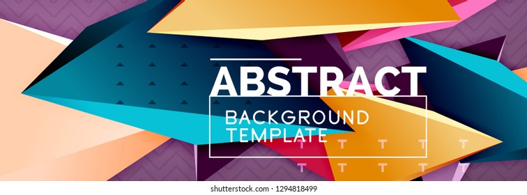 Abstract background, colorful minimal abstract triangle composition. Vector illustration, modern 3d triangular poster