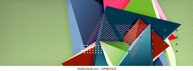 Abstract background, colorful minimal abstract triangle composition. Vector illustration, modern 3d triangular poster