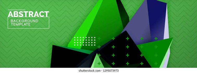 Abstract background, colorful minimal abstract triangle composition. Vector illustration, modern 3d triangular poster