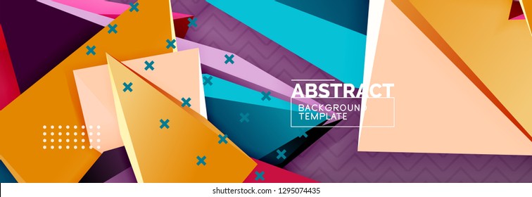 Abstract background, colorful minimal abstract triangle composition. Vector illustration, modern 3d triangular poster