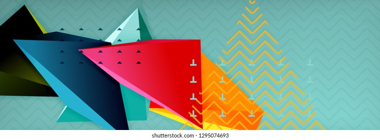 Abstract background, colorful minimal abstract triangle composition. Vector illustration, modern 3d triangular poster