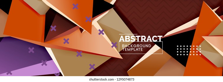 Abstract background, colorful minimal abstract triangle composition. Vector illustration, modern 3d triangular poster