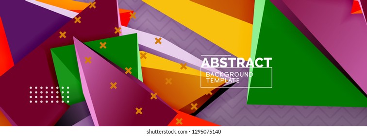 Abstract background, colorful minimal abstract triangle composition. Vector illustration, modern 3d triangular poster