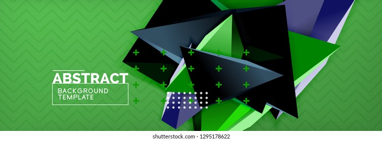 Abstract background, colorful minimal abstract triangle composition. Vector illustration, modern 3d triangular poster