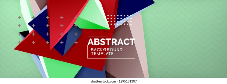 Abstract background, colorful minimal abstract triangle composition. Vector illustration, modern 3d triangular poster
