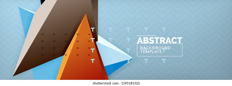 Abstract background, colorful minimal abstract triangle composition. Vector illustration, modern 3d triangular poster