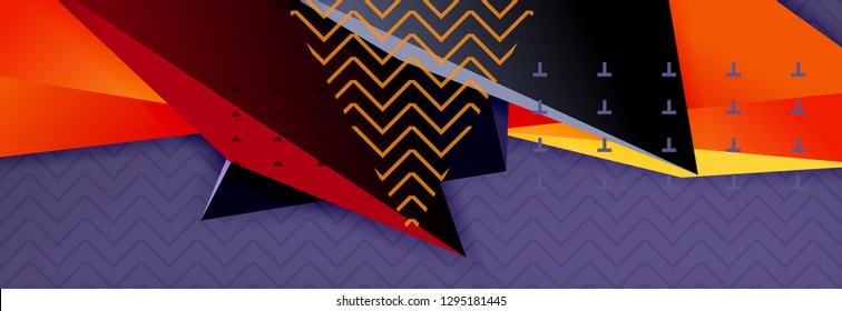 Abstract background, colorful minimal abstract triangle composition. Vector illustration, modern 3d triangular poster