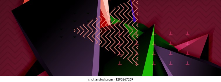 Abstract background, colorful minimal abstract triangle composition. Vector illustration, modern 3d triangular poster