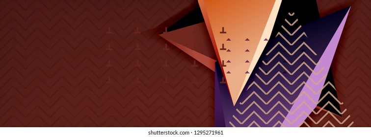 Fondo abstracto, composición de triángulo abstracto colorida mínima. Ilustración vectorial, moderno afiche triangular 3d