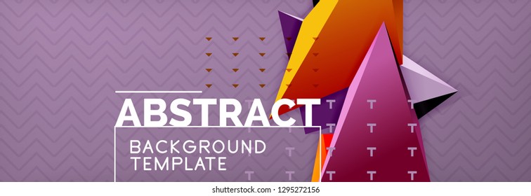 Fondo abstracto, composición de triángulo abstracto colorida mínima. Ilustración vectorial, moderno afiche triangular 3d