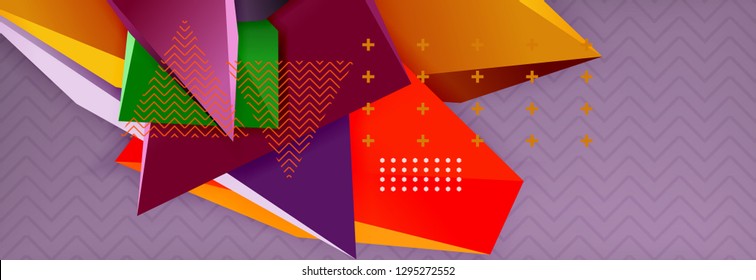 Abstract background, colorful minimal abstract triangle composition. Vector illustration, modern 3d triangular poster