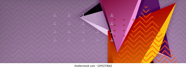 Abstract background, colorful minimal abstract triangle composition. Vector illustration, modern 3d triangular poster