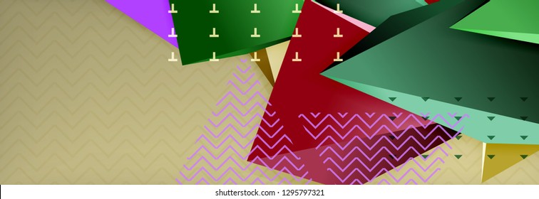 Abstract background, colorful minimal abstract triangle composition. Vector illustration, modern 3d triangular poster