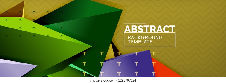 Abstract background, colorful minimal abstract triangle composition. Vector illustration, modern 3d triangular poster