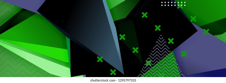 Abstract background, colorful minimal abstract triangle composition. Vector illustration, modern 3d triangular poster