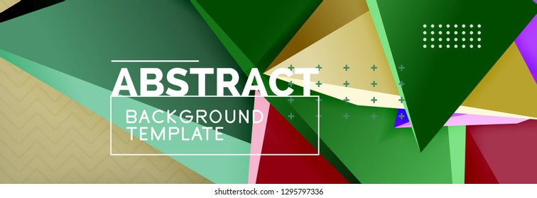 Fondo abstracto, composición de triángulo abstracto colorida mínima. Ilustración vectorial, moderno afiche triangular 3d