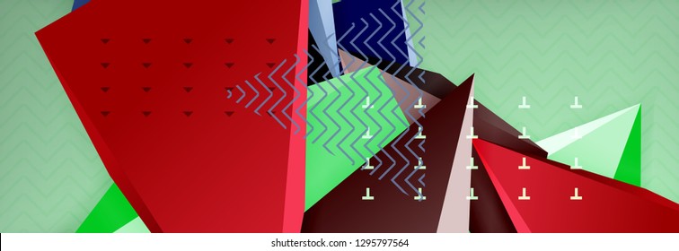 Fondo abstracto, composición de triángulo abstracto colorida mínima. Ilustración vectorial, moderno afiche triangular 3d