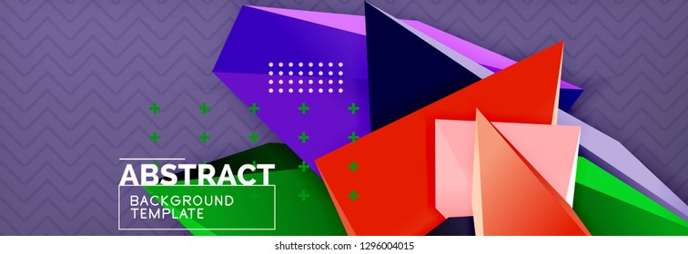 Abstract background, colorful minimal abstract triangle composition. Vector illustration, modern 3d triangular poster