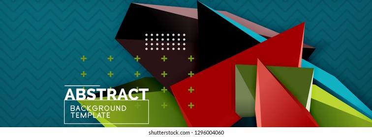 Abstract background, colorful minimal abstract triangle composition. Vector illustration, modern 3d triangular poster