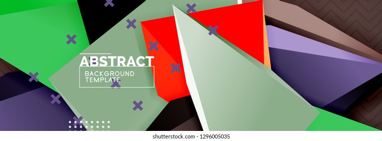 Abstract background, colorful minimal abstract triangle composition. Vector illustration, modern 3d triangular poster