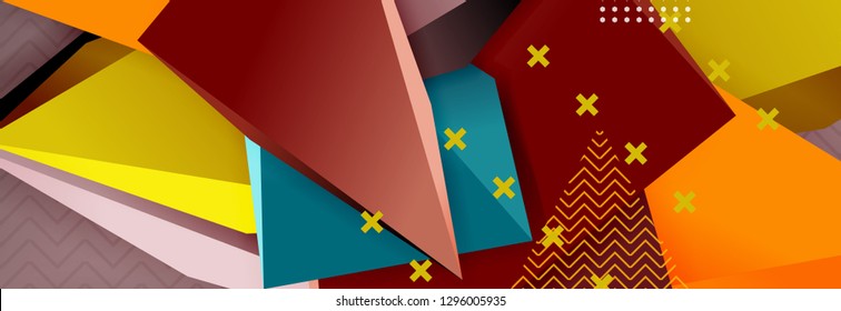 Abstract background, colorful minimal abstract triangle composition. Vector illustration, modern 3d triangular poster