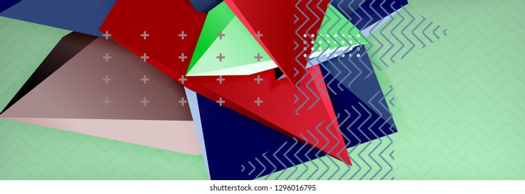 Abstract background, colorful minimal abstract triangle composition. Vector illustration, modern 3d triangular poster