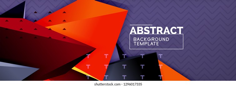 Abstract background, colorful minimal abstract triangle composition. Vector illustration, modern 3d triangular poster
