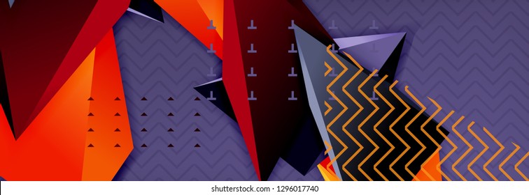 Abstract background, colorful minimal abstract triangle composition. Vector illustration, modern 3d triangular poster