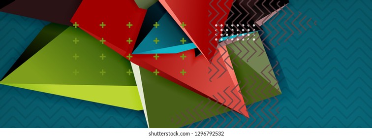Abstract background, colorful minimal abstract triangle composition. Vector illustration, modern 3d triangular poster
