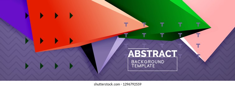 Abstract background, colorful minimal abstract triangle composition. Vector illustration, modern 3d triangular poster