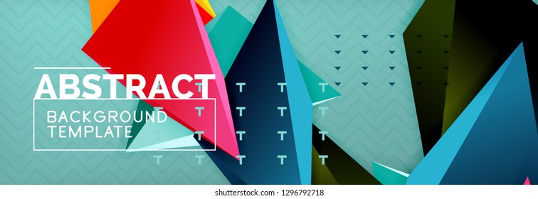 Abstract background, colorful minimal abstract triangle composition. Vector illustration, modern 3d triangular poster