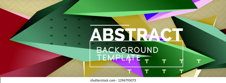 Abstract background, colorful minimal abstract triangle composition. Vector illustration, modern 3d triangular poster