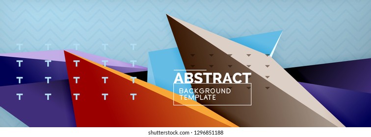 Abstract background, colorful minimal abstract triangle composition. Vector illustration, modern 3d triangular poster
