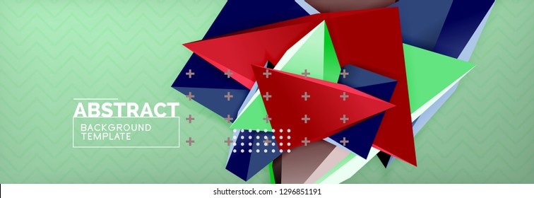 Abstract background, colorful minimal abstract triangle composition. Vector illustration, modern 3d triangular poster