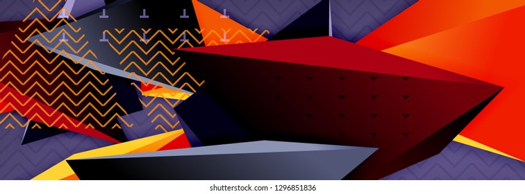 Abstract background, colorful minimal abstract triangle composition. Vector illustration, modern 3d triangular poster