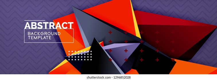 Fondo abstracto, composición de triángulo abstracto colorida mínima. Ilustración vectorial, moderno afiche triangular 3d