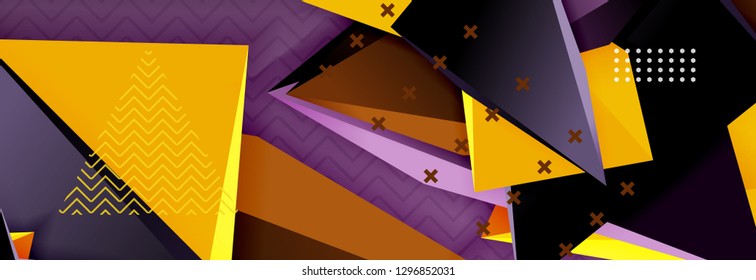 Abstract background, colorful minimal abstract triangle composition. Vector illustration, modern 3d triangular poster