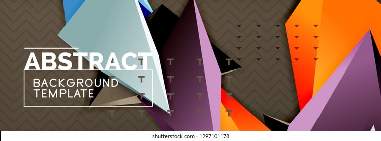 Fondo abstracto, composición de triángulo abstracto colorida mínima. Ilustración vectorial, moderno afiche triangular 3d