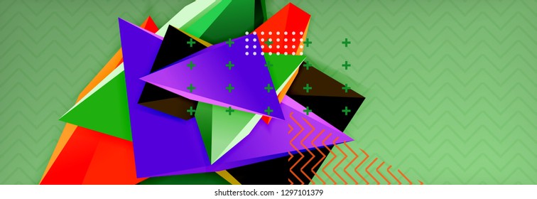 Abstract background, colorful minimal abstract triangle composition. Vector illustration, modern 3d triangular poster