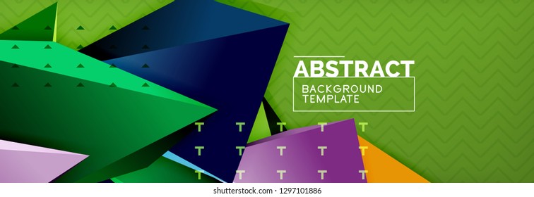 Abstract background, colorful minimal abstract triangle composition. Vector illustration, modern 3d triangular poster