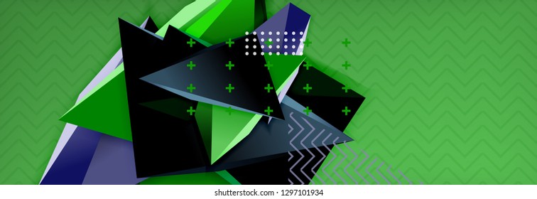 Abstract background, colorful minimal abstract triangle composition. Vector illustration, modern 3d triangular poster