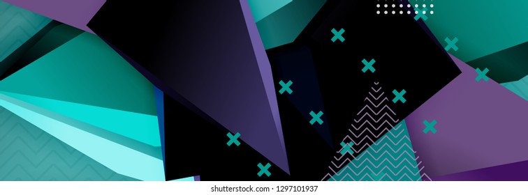 Abstract background, colorful minimal abstract triangle composition. Vector illustration, modern 3d triangular poster