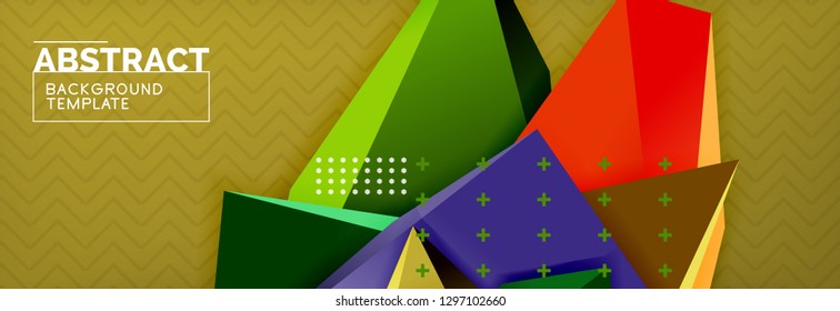 Abstract background, colorful minimal abstract triangle composition. Vector illustration, modern 3d triangular poster