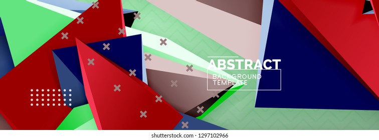 Abstract background, colorful minimal abstract triangle composition. Vector illustration, modern 3d triangular poster